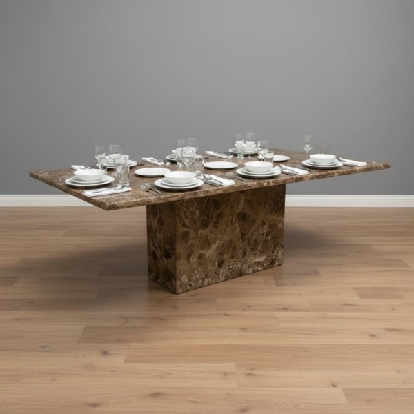Luxury Emperador Marble Dining Table 200cm | Natural Marble 8 Seater Dining Table NZ Luxury Emperador Marble Dining Table 200cm | Natural Marble 8 Seater Dining Table NZ