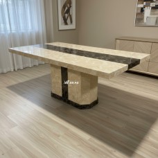 Luxury Beige Marble Dining Table with Dark Emperador Accents 180cm | Custom Marble Dining Table NZ