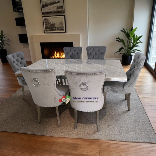 Streak marble top dining table 