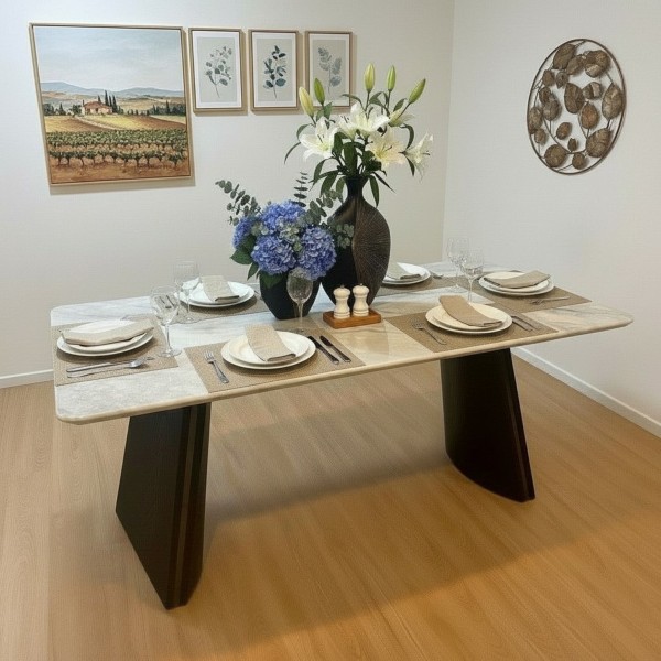 Elegant 1800mm Marble Top Dining Table - Seats 6-8 - Modern NZ Style Elegant 1800mm Marble Top Dining Table - Seats 6-8 - Modern NZ Style