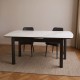Modern 6-Seater White Marble Extendable Dining Table with Solid Wood Legs