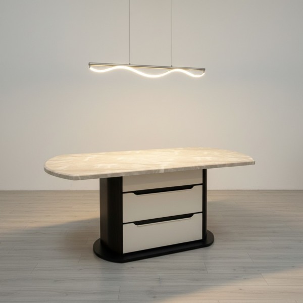 Knoll Marble Top Dining Table with Storage – 160cm 6 Seater