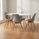 Modern 5-Piece Dining Set – Solid Wood Dining Table & 4 Grey Chairs