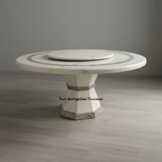 Luxury 150cm Round Marble Dining Table with 80cm Lazy Susan | Seats 6 | Modern NZ Dining Table