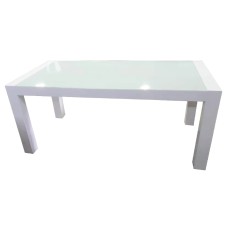 Glass top with white gloss dining table 