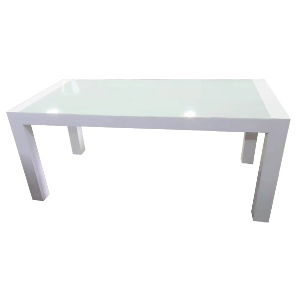 Glass top with white gloss dining table 