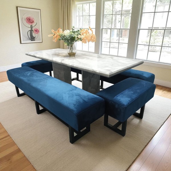 Marble table with bench chair -Custom made