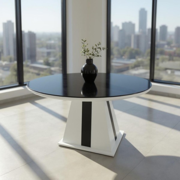 Black glass top round table 