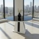 Black glass top round table 