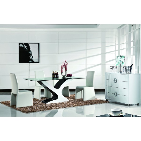 1800mm Tempered glass top dining table 