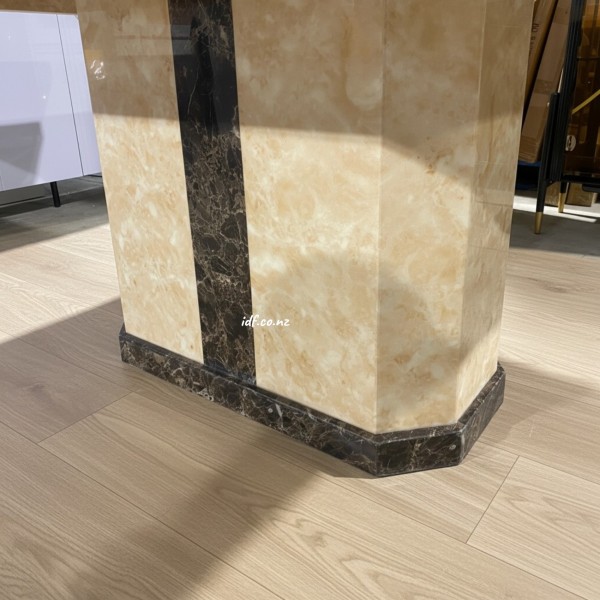 Luxury Beige Marble Dining Table with Dark Emperador Accents 180cm | Custom Marble Dining Table NZ Luxury Beige Marble Dining Table with Dark Emperador Accents 180cm | Custom Marble Dining Table NZ