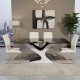 Modern 180cm Black Glass Dining Table – 12mm Tempered Glass & High Gloss Pedestal Base