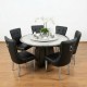 Meridian Grand 135cm Round Marble Dining Table with Lazy Susan – Grey & Black | NZ  