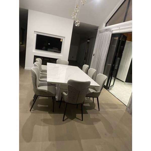 Marston modern white sintered stone dining table-8 Seater 