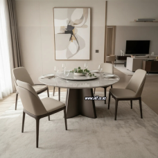 Meridian Marble Round Table with Lazy Susan-6 Seater - 1350mm