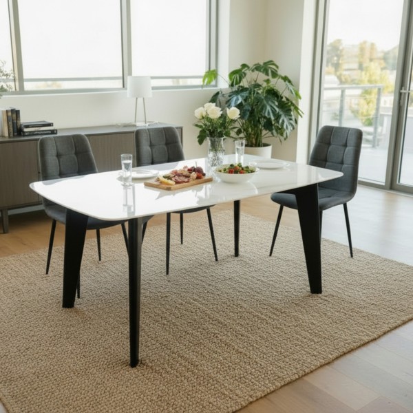 Modern White Sintered Stone Dining Table -160cm Modern White Sintered Stone Dining Table -160cm