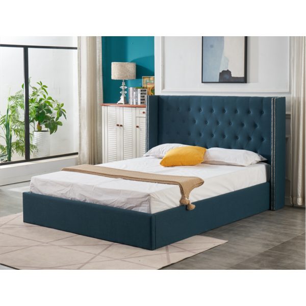 Elyse King Gas Lift Storage Bed Frame – Jena Blue