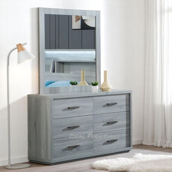 6 Drawers dresser with mirror 