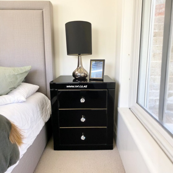 Black Mirrored glass bedside table