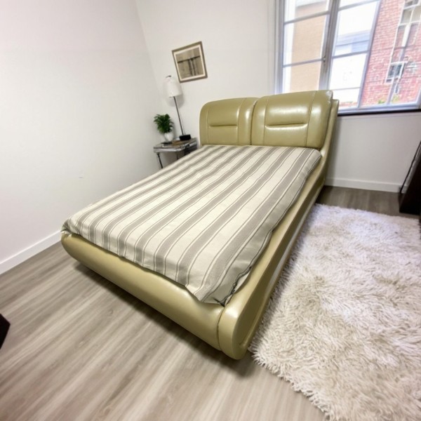 Comfort Queen size leather bed frame 