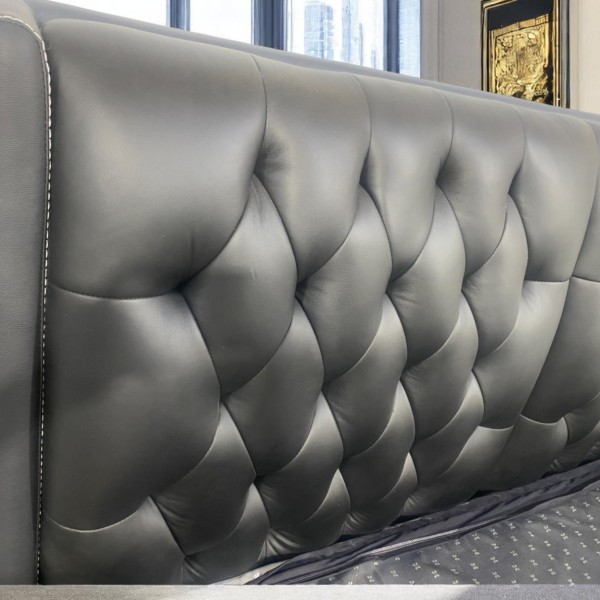 Luxurious Chesterfield Leather bed frame -Black  Luxurious Chesterfield Leather bed frame -Black