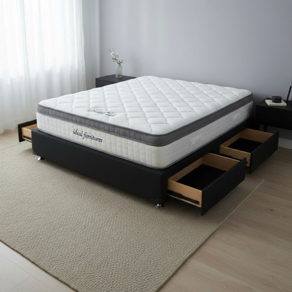 NZ Made Queen Bed Base with 4 Drawers