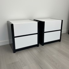 Premium Black & White High Gloss 2 Drawer Bedside Table NZ | Single or Pair