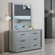 Modern 6-Drawer Dresser with Mirror – Cement Grey Wood Grain