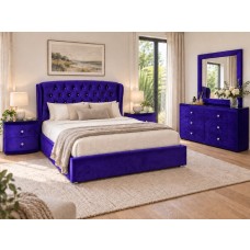 Royal Purple Velvet 5-Piece King Bedroom Suite
