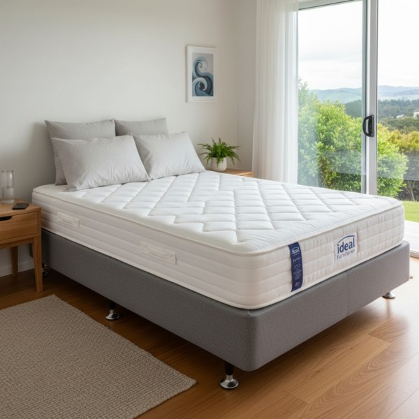 NZ Made Queen Bed Base – Light Grey Fabric NZ Made Queen Bed Base – Light Grey Fabric