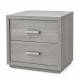 Modern 2-Drawer Bedside Table – Cement Grey Wood Grain Nightstand (55cm)