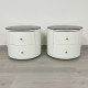 Pair of Round Bedside Tables with 2 Drawers - White PU Leather & 8mm Black Glass Top