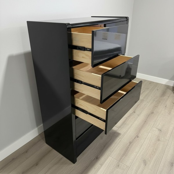 Gloss Black Tallboy Drawers – Premium 6 Drawer Bedroom Storage Chest with Solid Timber Drawers | NZ