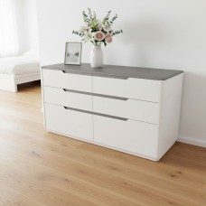 Modern 6 Drawer Lowboy – Angelic White & Grey Bedroom Storage