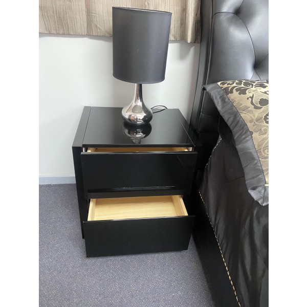 pair of 2 drawers bedside cabinet -Black pair of 2 drawers bedside cabinet -Black