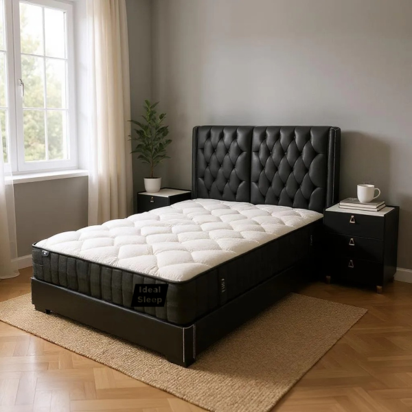 Luxurious Chesterfield Leather bed frame -Black 