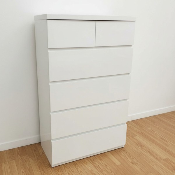 6-Drawer Tallboy Chest-Hight Gloss White Finish