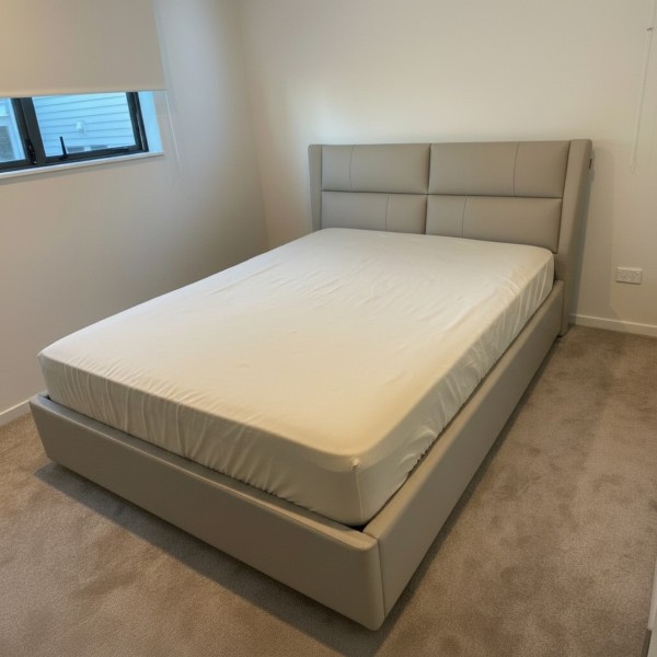 Premium Light Beige Leather Bed Frame with Heavy Duty Steel Slat Frame | Queen & King Size NZ