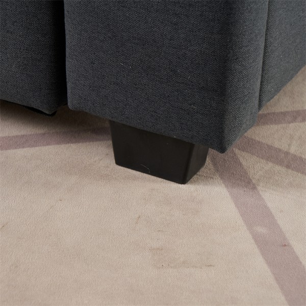 Charcoal Button Tufted Upholstered Bed Frame with Storage Drawer - King, Queen, Double, King Single