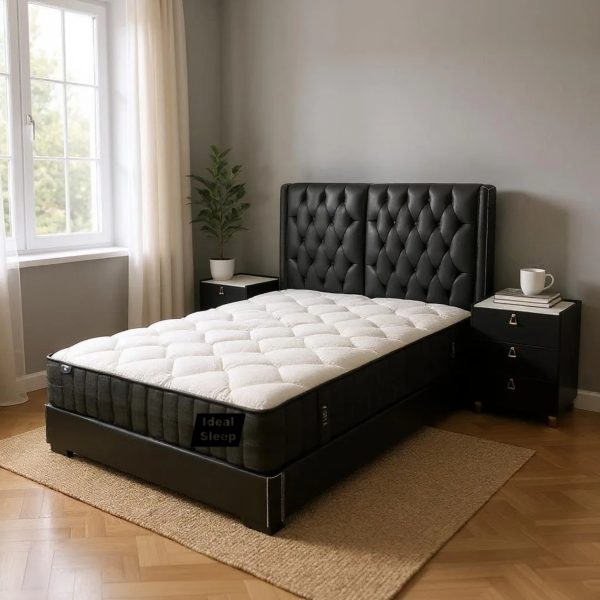  Chesterfield Style Black Leather bed frame -Queen,King,Super King  