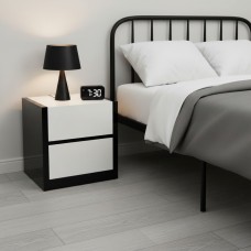 Premium Black & White High Gloss 2 Drawer Bedside Table NZ | Single or Pair