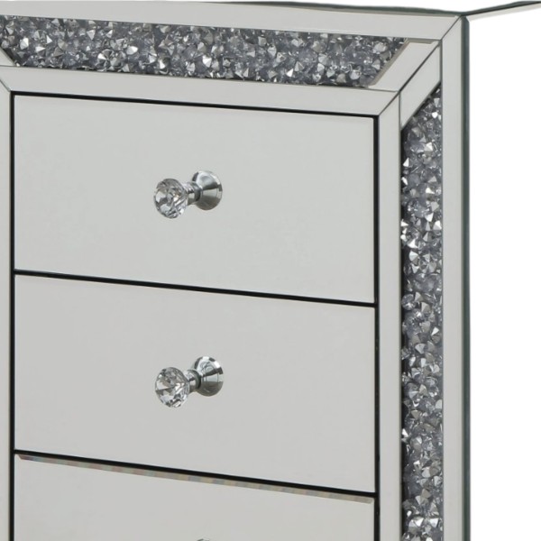 Hollywood Regency Crushed Diamond Mirrored Bedside Cabinet-Single / Pair Options-3 Drawer Luxury Storage