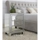 Hollywood Regency Crushed Diamond Mirrored Bedside Cabinet-Single / Pair Options-3 Drawer Luxury Storage