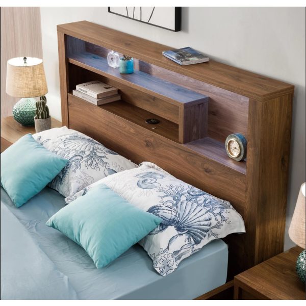 Rustic Walnut Gas Lift Storage Bed Frame with LED & USB | Queen & Double Rustic Walnut Gas Lift Storage Bed Frame with LED & USB | Queen & Double