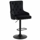 Black Velvet Bar Stool with Backrest & Adjustable Height – Tufted Swivel Kitchen Stool NZ