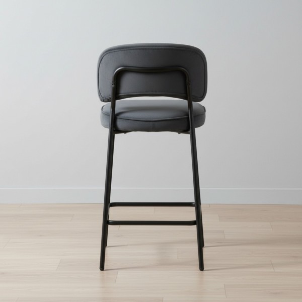 Modern Dark Grey Velvet Counter Stool with Black Metal Legs - 65cm Kitchen Bar Stool Modern Dark Grey Velvet Counter Stool with Black Metal Legs - 65cm Kitchen Bar Stool