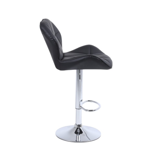 Rhombus Black Bar Stool – Adjustable PU Leather Swivel Barstool with Chrome Base | NZ Rhombus Black Bar Stool – Adjustable PU Leather Swivel Barstool with Chrome Base | NZ