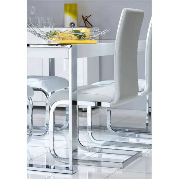 White leather dining chair