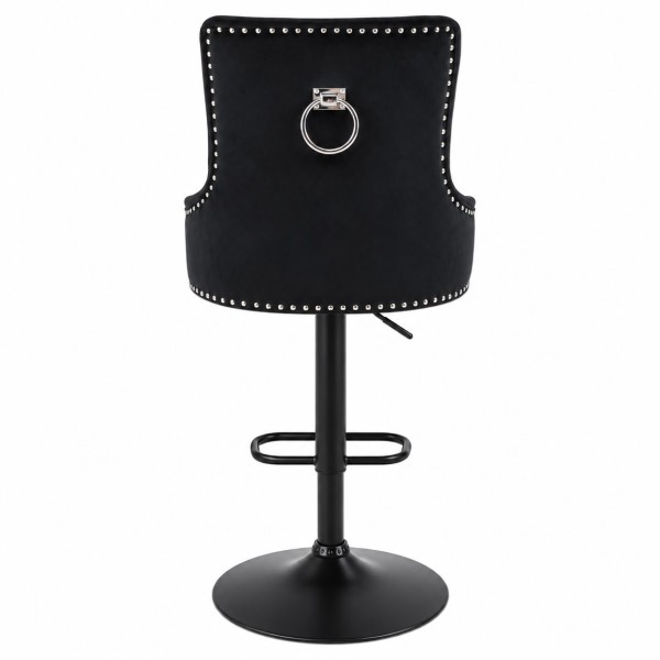 Black Velvet Bar Stool with Backrest & Adjustable Height – Tufted Swivel Kitchen Stool NZ Black Velvet Bar Stool with Backrest & Adjustable Height – Tufted Swivel Kitchen Stool NZ