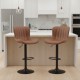 Cushy Brown Leather Bar Stools – Set of 2 | Adjustable Height & 360° Swivel